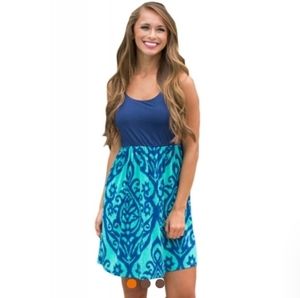 Blue printed short dress